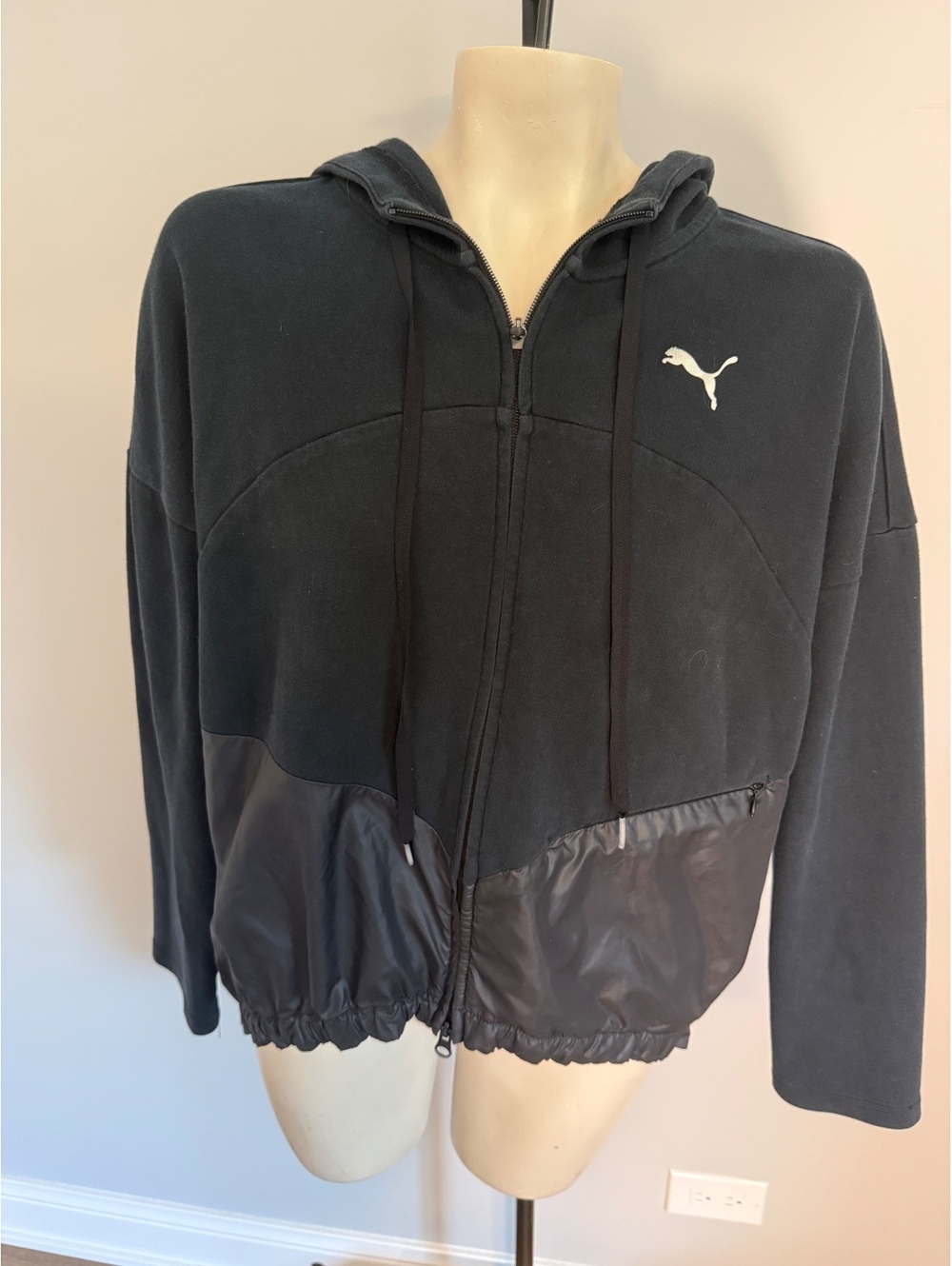 Puma Women's Black Zip-Up Hoodie Jacket with Hood and Drawstring